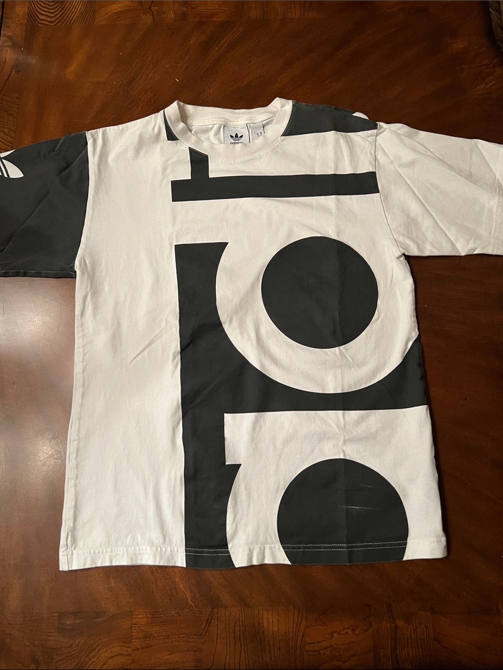 adidas White & Black Large Graphic Short-Sleeve Tee